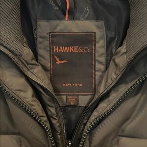 Hawke & Co Men's Duck Down Filled Hooded Brown Jacket M